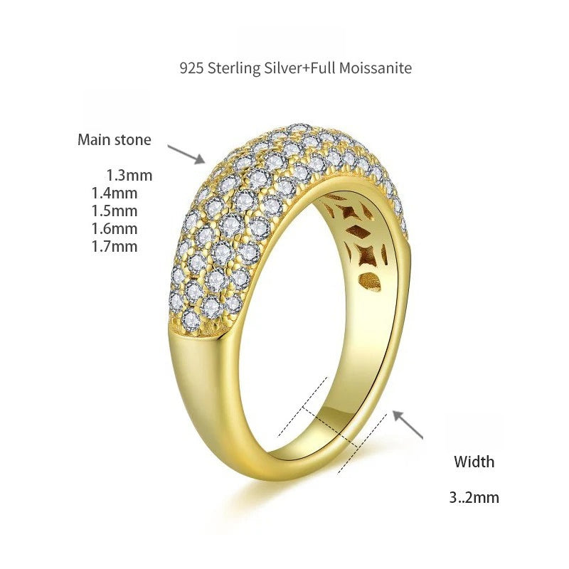Half-Eternity Moissanite Ring in Sterling Silver with 18K Go - On Model View - FITINY