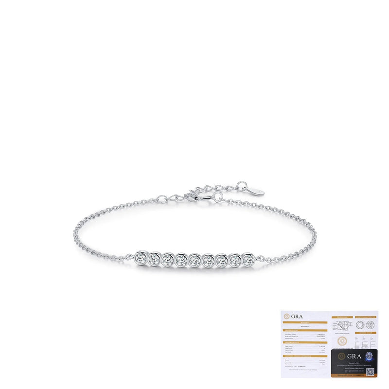 Geometric Moissanite Accent Bracelet in Sterling Silver - On Model View - FITINY
