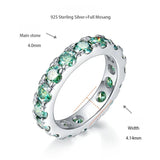 Blue-Green Moissanite Stack Ring Set – 4mm Round Brilliant C - Detail View - FITINY Jewelry