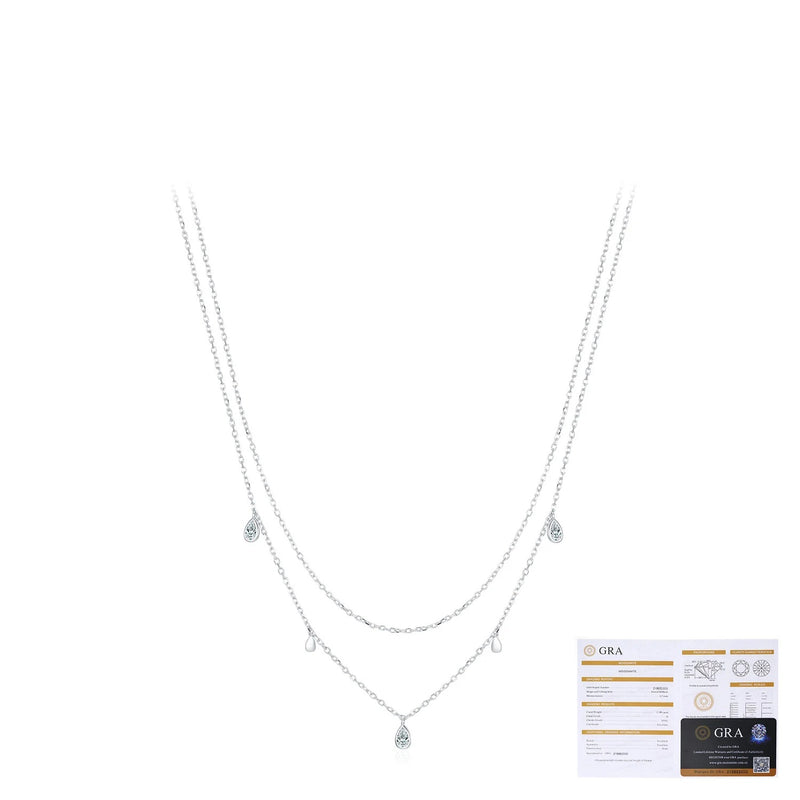 Geometric Double-Layer Drop Pendant Necklace in Sterling Sil - Front View - FITINY Jewelry