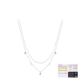 Geometric Double-Layer Drop Pendant Necklace in Sterling Silver with Moissanite