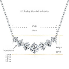 V-Shaped Smile Pendant Necklace with Lab-Created Moissanite Stones – White Gold Plated 925 Sterling Silver