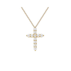 S925 Moissanite Cross Necklace, 3 Color Options, 11 Stones 0.1-0.5ct VVS, Dainty Luxe Clavicle Pendant, Sterling Silver Jewelry - FITINY Jewelry