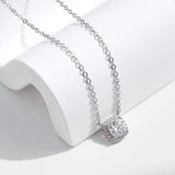 Geometric D-Color VVS1 Moissanite Pendant Necklace in Sterling Silver – Delicate Clavicle Chain for Everyday Elegance