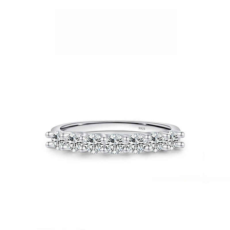 Geometric Moissanite-Pave Ring in Sterling Silver – Stackabl - Front View - FITINY Jewelry