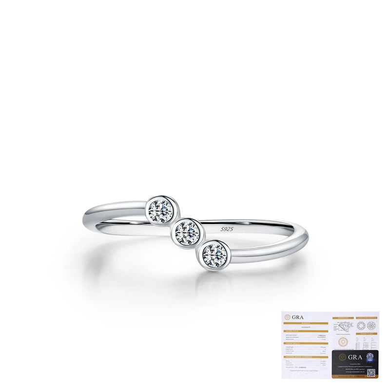 Geometric Moissanite Accent Ring in Sterling Silver - On Model View - FITINY