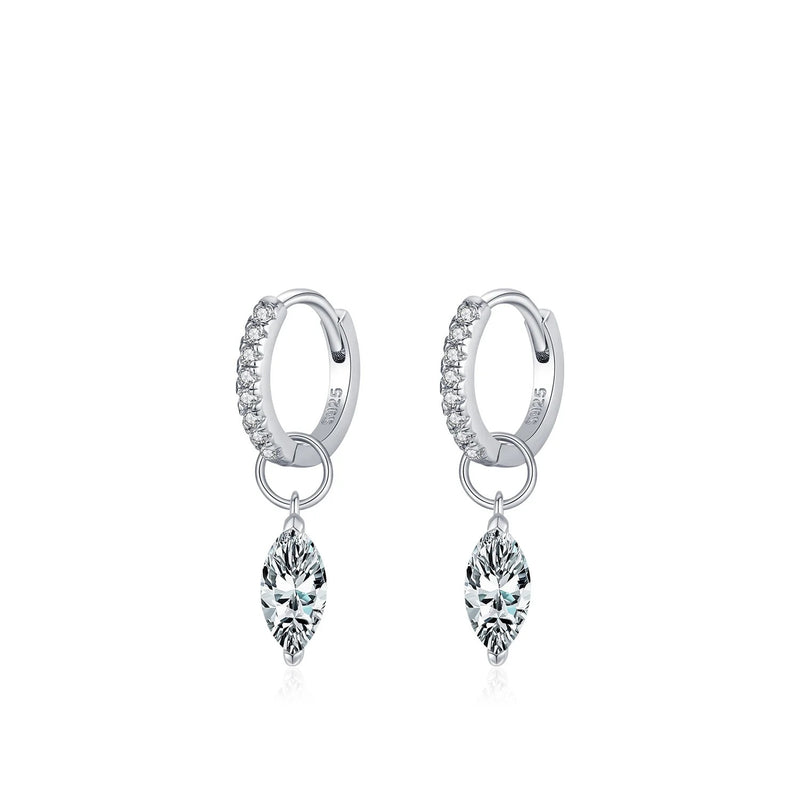 Marquise-Cut Moissanite Ring and Stud Earrings Set in Sterli - Gift Box - FITINY Jewelry