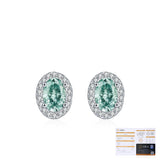 Oval Green Moissanite Stud Earrings in Sterling Silver – Aud - Detail View - FITINY Jewelry