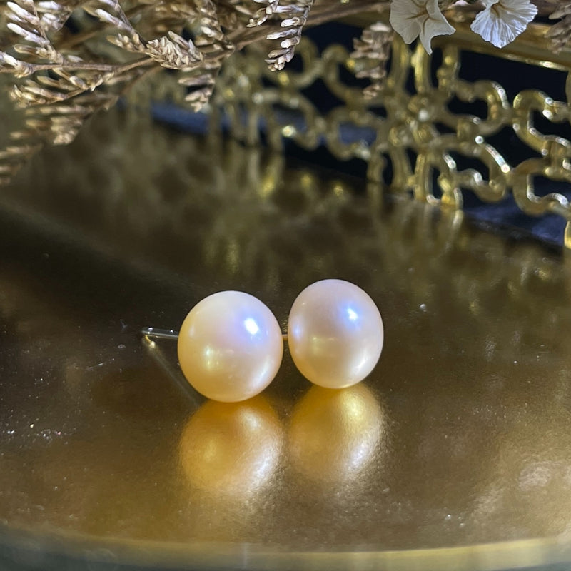 Natural Freshwater Pearl Stud Earrings, 5A No Blemish, S925 Sterling Silver, Hypoallergenic High Luster Jewelry Gift for Her - Fitiny