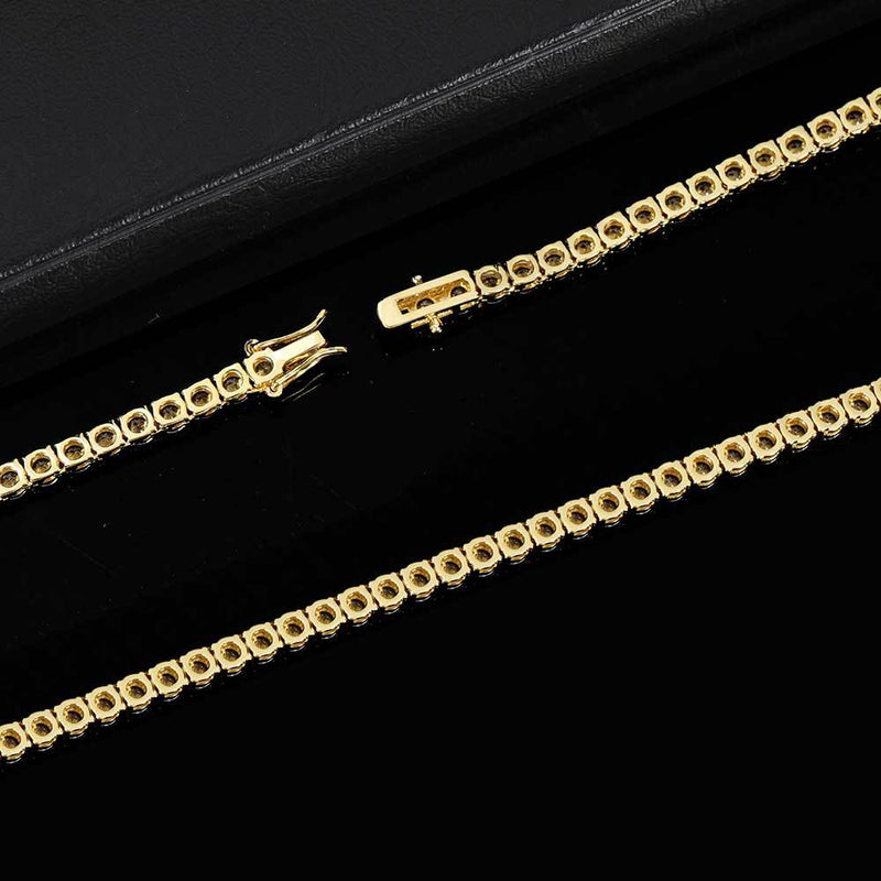 Hip Hop Iced Out Tennis Chain Necklaces, 18K Gold & White Gold Plated, 3–6mm CZ Iced Out Bling Jewelry, 16-24inch