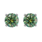 S925 Multicolor Moissanite 4-Prong Stud Earrings, 10 Color 0.5-3ct D-Grade VVS Certificate, Unisex Hypoallergenic Sterling Silver Gift - Fitiny