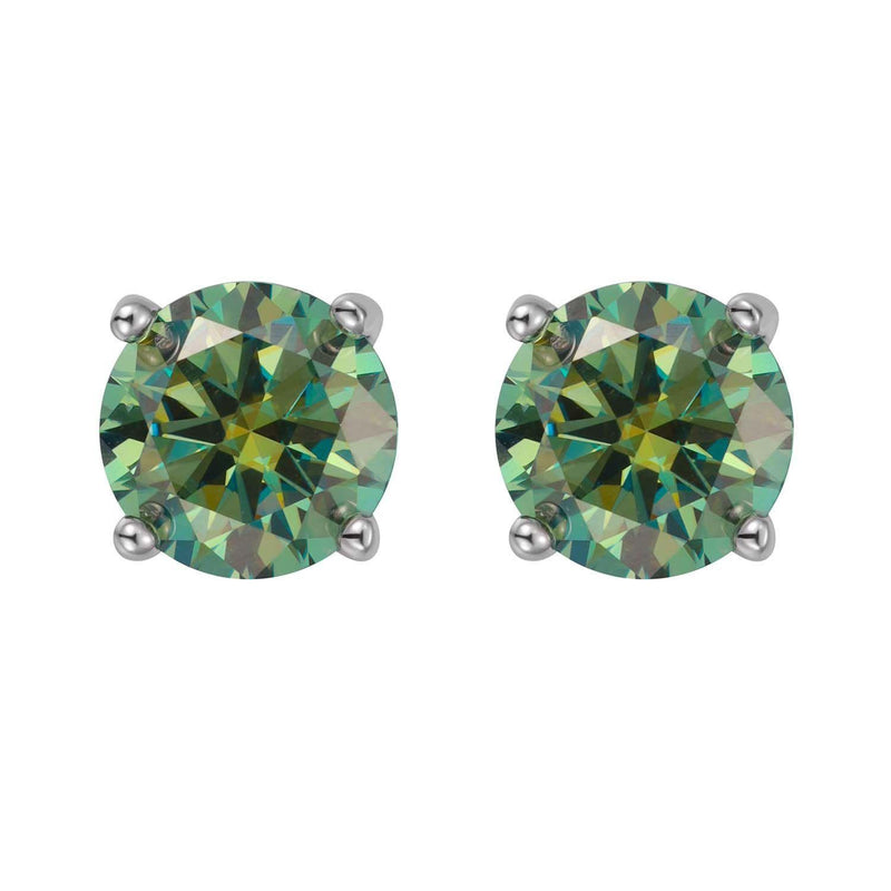 S925 Multicolor Moissanite 4-Prong Stud Earrings, 10 Color 0.5-3ct D-Grade VVS Certificate, Unisex Hypoallergenic Sterling Silver Gift - Fitiny