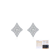 Diamond-Cut Diamond Square Stud Earrings in Sterling Silver - Detail View - FITINY Jewelry