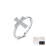 Cross Ring in Sterling Silver with Moissanite Accents - Detail View - FITINY Jewelry