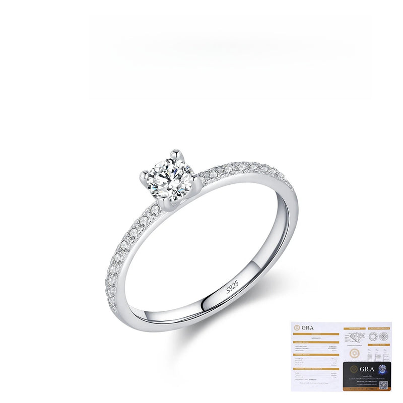 Geometric Moissanite-Set Ring in Sterling Silver – Minimalis - On Model View - FITINY