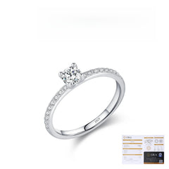 Geometric Moissanite-Set Ring in Sterling Silver – Minimalis - On Model View - FITINY