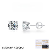 Round Moissanite Stud Earrings in Sterling Silver – Minimali - Front View - FITINY Jewelry
