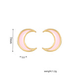 16 Pairs Pink Heart Stud Hoop Huggies Drop Earrings Set, 18K Gold Plated Stacking CZ & Pearl Designs, Planet Snowflake Moon Star