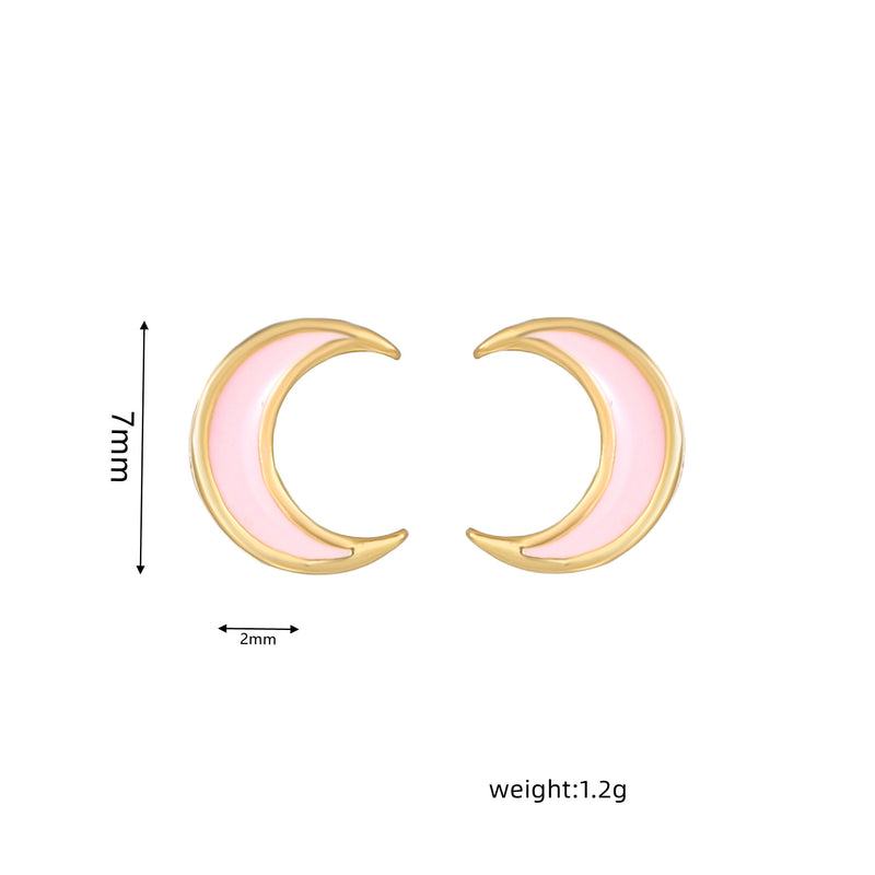 16 Pairs Pink Heart Stud Hoop Huggies Drop Earrings Set, 18K Gold Plated Stacking CZ & Pearl Designs, Planet Snowflake Moon Star