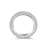 S925 Moissanite Three-Row Matching Couple Eternity Bands, Narrow 0.8ct & Wide 2.4ct Full Pave Rings, 18K White Gold Plated, US Size 4.5–10