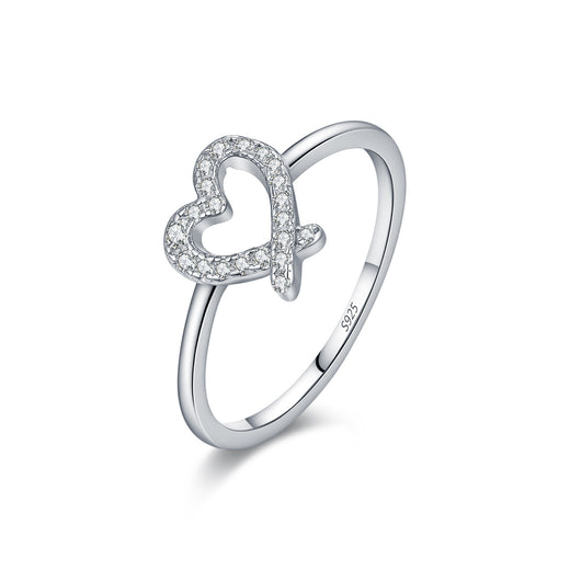Irregular Heart-Shaped Moissanite Ring in Sterling Silver - Front View - FITINY Jewelry