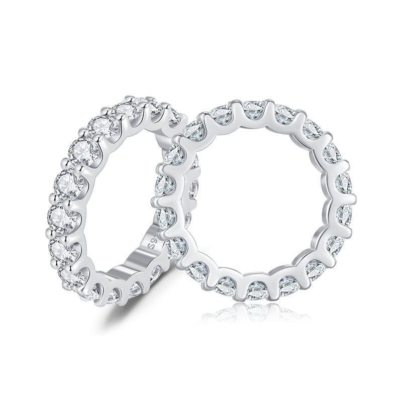 Geometric Moissanite-Embellished Sterling Silver Ring for Wo - Front View - FITINY Jewelry