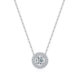 Round Moissanite Pendant Necklace in Sterling Silver – Delic - Front View - FITINY Jewelry