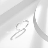 Front view of FITINY stackable open ring set on white background showing open band R3-0570 and solitaire R3-0051