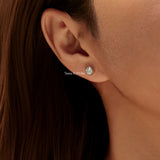 Round Moissanite Stud Earrings in Sterling Silver – Minimali - Detail View - FITINY Jewelry