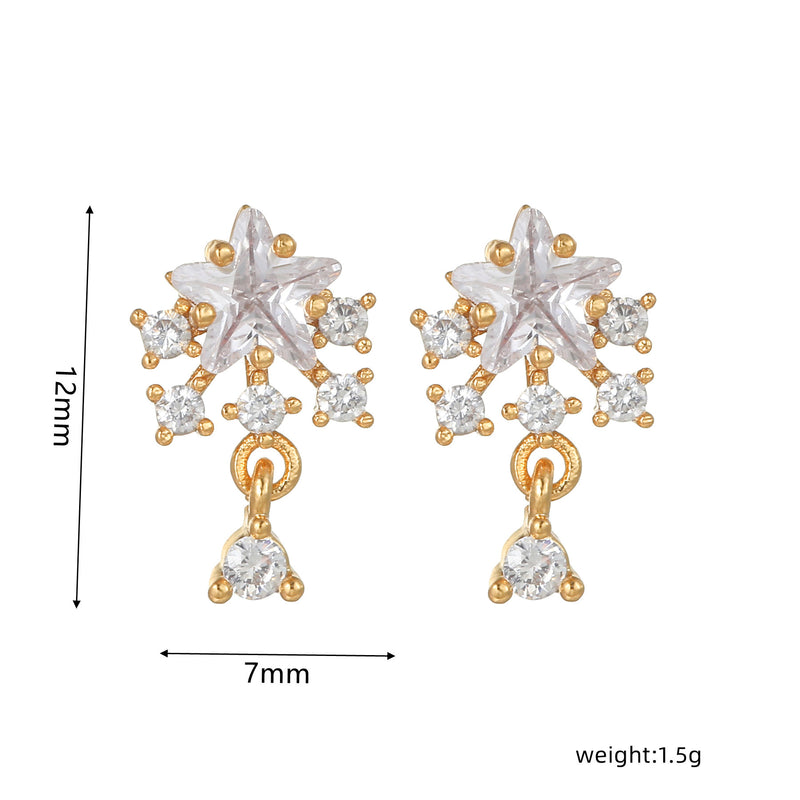 16 Pairs Pink Heart Stud Hoop Huggies Drop Earrings Set, 18K Gold Plated Stacking CZ & Pearl Designs, Planet Snowflake Moon Star