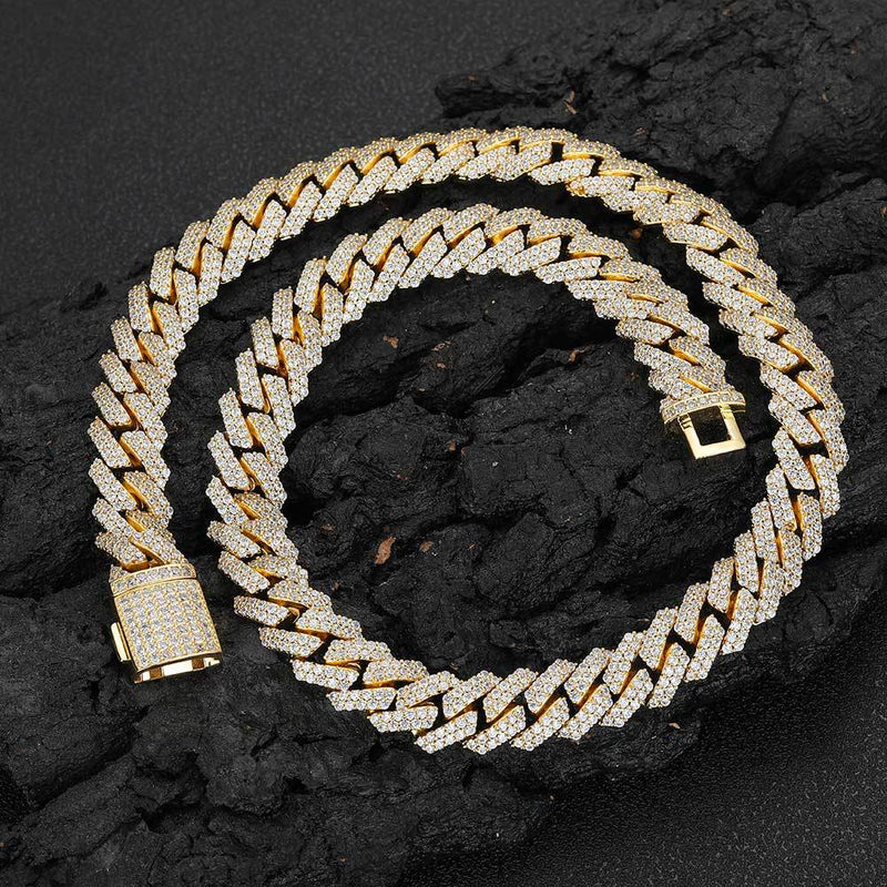 Diamond-Cut Cuban Chain Necklace in Gold or White Gold – Bol - Front View - FITINY Jewelry