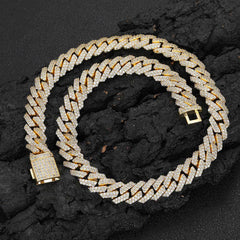 Diamond-Cut Cuban Chain Necklace in Gold or White Gold – Bol - Front View - FITINY Jewelry