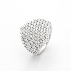 Full-Pavé Moissanite Ring in Sterling Silver with 18K Gold P - Front View - FITINY Jewelry