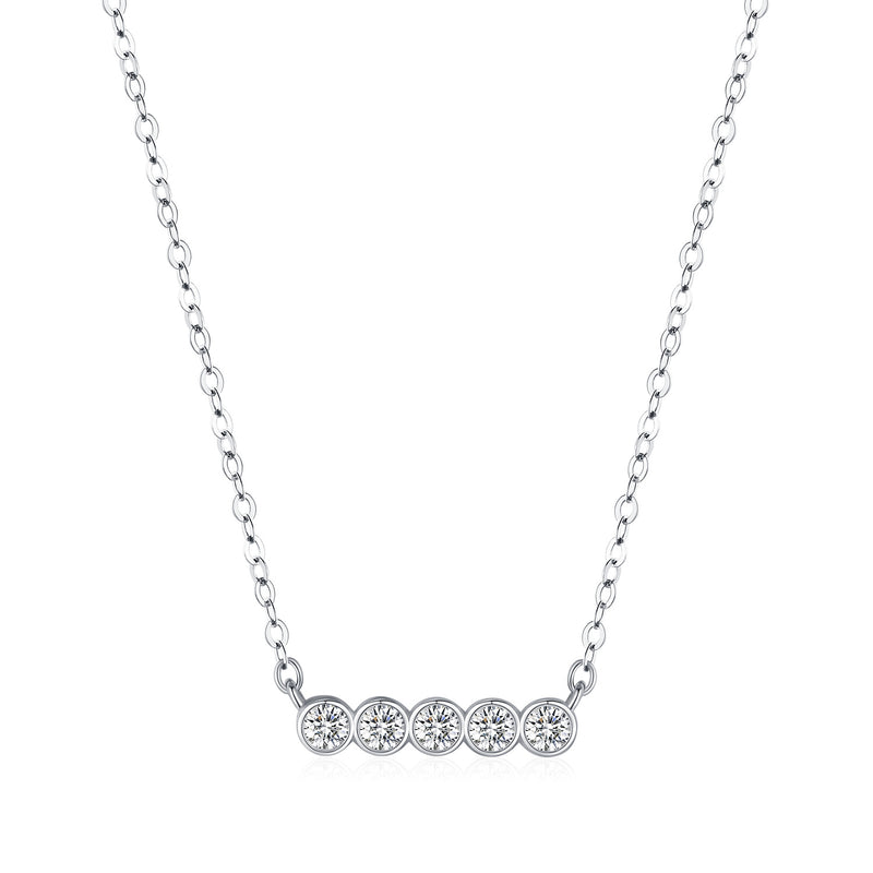 Geometric Moissanite Pendant Necklace in Sterling Silver – D - Front View - FITINY Jewelry