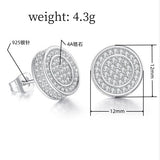 Iced Out CZ 18k Dazzling Stud Earrings, S925 Silver Post, 4 Style Options, Hip Hop Hypoallergenic 4A Cubic Zirconia Bling Studs for Men and Women