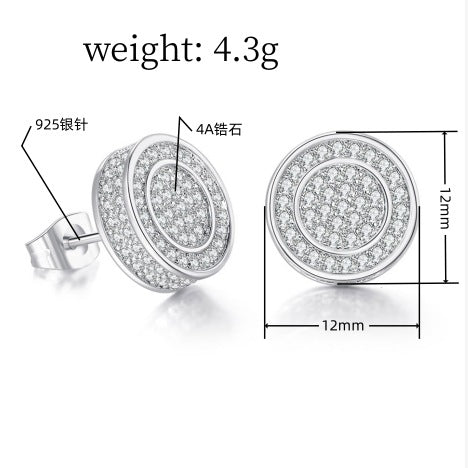 Iced Out CZ 18k Dazzling Stud Earrings, S925 Silver Post, 4 Style Options, Hip Hop Hypoallergenic 4A Cubic Zirconia Bling Studs for Men and Women