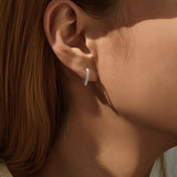 Heart-Shaped Moissanite Accent Earrings in Sterling Silver - Side View - FITINY