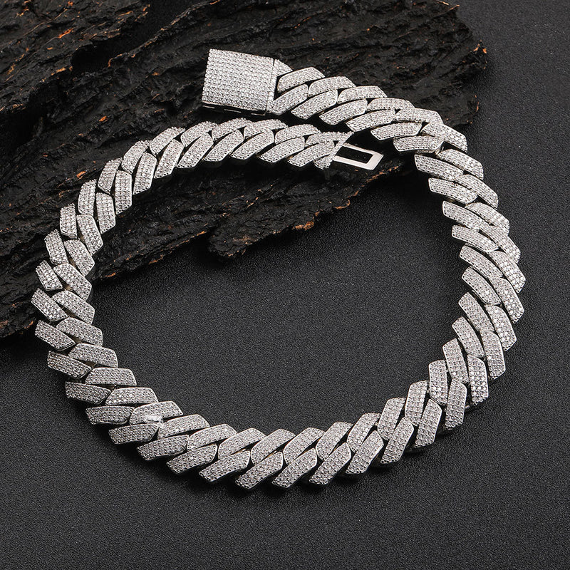 Diamond-Cut Cuban Chain Necklace in Gold or White Gold – Bol - Front View - FITINY Jewelry