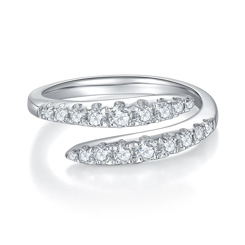 Double-Row Oval Moissanite Stackable Ring for Women – White  - Front View - FITINY Jewelry