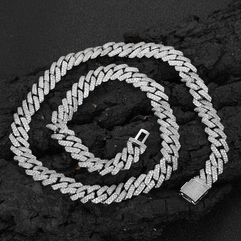 Diamond-Cut Cuban Chain Necklace in Gold or White Gold – Bol - Front View - FITINY Jewelry