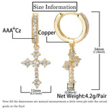 Geometric Cross Stud Earrings with Cubic Zirconia in Gold or - Front View - FITINY Jewelry