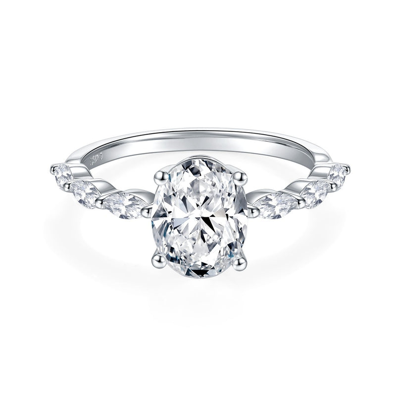 Elegant Oval Moissanite Ring with Four-Prong Setting – Moder - Front View - FITINY Jewelry