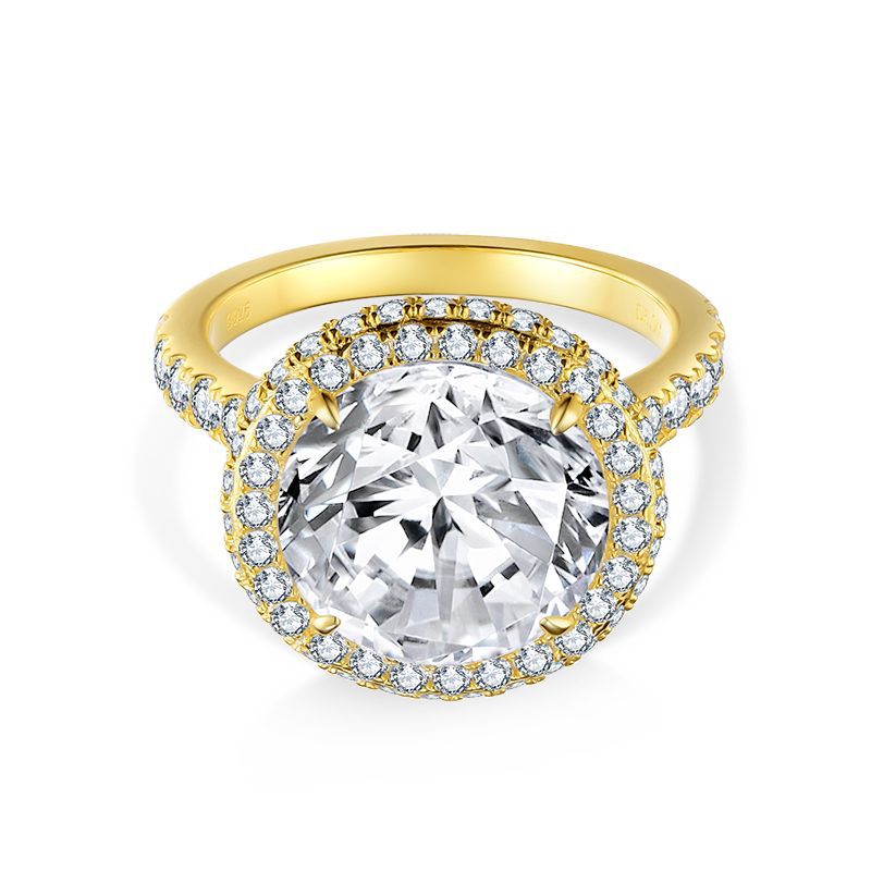 Vintage-Inspired Moissanite Ring in 18K Gold-Plated Sterling - Front View - FITINY Jewelry