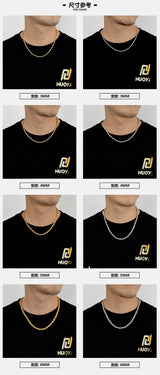 Twist Link Hip Hop Necklace & Bracelet Set in Stainless Stee - On Model View - FITINY