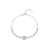 Geometric Square Moissanite Bracelet in Sterling Silver - Front View - FITINY Jewelry