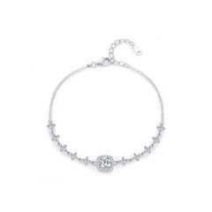 Geometric Square Moissanite Bracelet in Sterling Silver - Front View - FITINY Jewelry