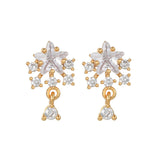 16 Pairs Pink Heart Stud Hoop Huggies Drop Earrings Set, 18K Gold Plated Stacking CZ & Pearl Designs, Planet Snowflake Moon Star