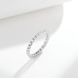 Stackable Moissanite Circle Ring – 2mm Thin Gold-Plated Ster - On Model View - FITINY