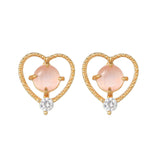16 Pairs Pink Heart Stud Hoop Huggies Drop Earrings Set, 18K Gold Plated Stacking CZ & Pearl Designs, Planet Snowflake Moon Star