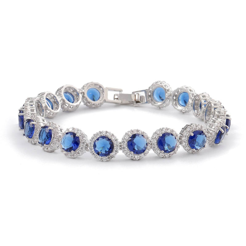 Dazzling Multicolor Cubic Zirconia Round Halo Bracelet, Colo - Front View - FITINY Jewelry